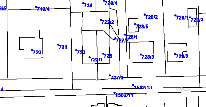 Parcela st. 726 v KÚ Řepiště, Katastrální mapa