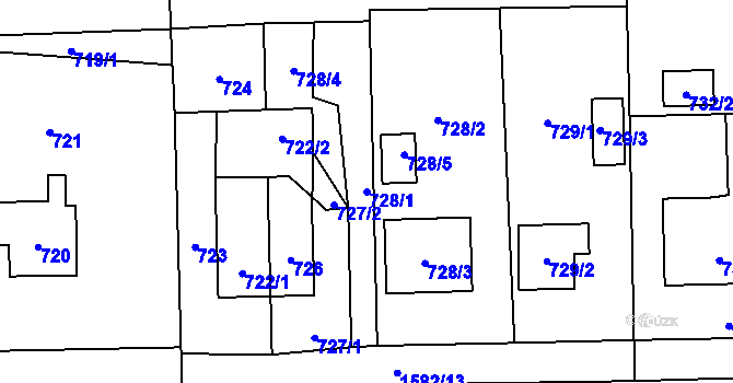 Parcela st. 728/1 v KÚ Řepiště, Katastrální mapa
