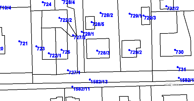 Parcela st. 728/3 v KÚ Řepiště, Katastrální mapa