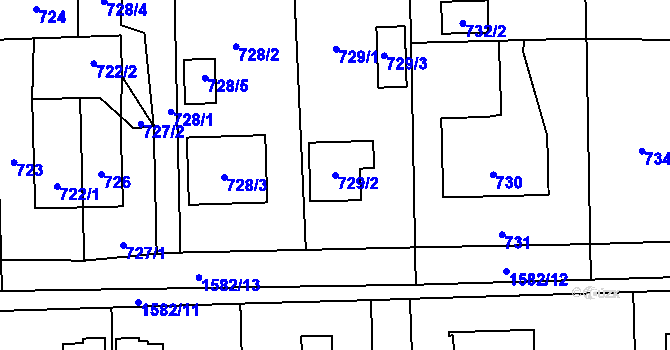 Parcela st. 729/2 v KÚ Řepiště, Katastrální mapa