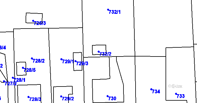 Parcela st. 732/2 v KÚ Řepiště, Katastrální mapa