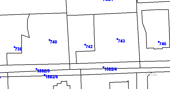 Parcela st. 742 v KÚ Řepiště, Katastrální mapa