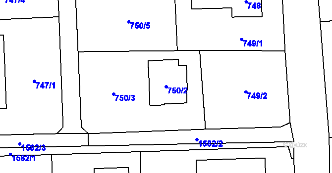 Parcela st. 750/2 v KÚ Řepiště, Katastrální mapa