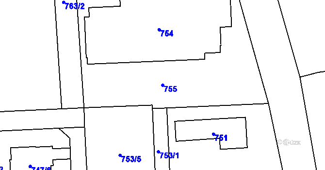 Parcela st. 755 v KÚ Řepiště, Katastrální mapa