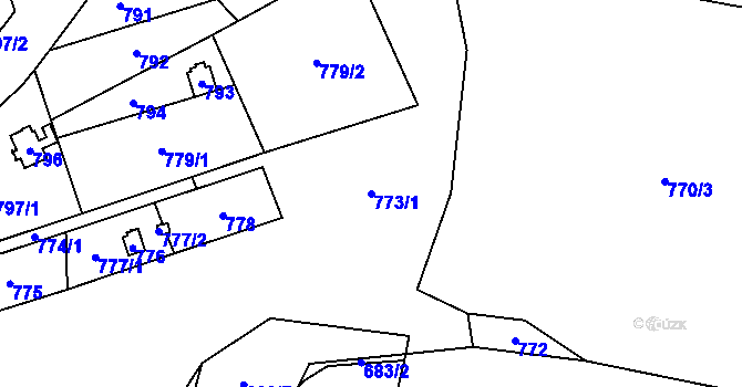 Parcela st. 773/1 v KÚ Řepiště, Katastrální mapa