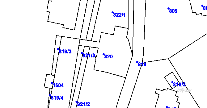 Parcela st. 820 v KÚ Řepiště, Katastrální mapa
