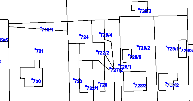 Parcela st. 722/2 v KÚ Řepiště, Katastrální mapa
