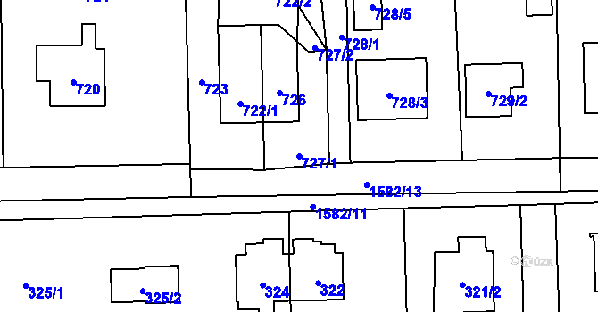 Parcela st. 727/1 v KÚ Řepiště, Katastrální mapa