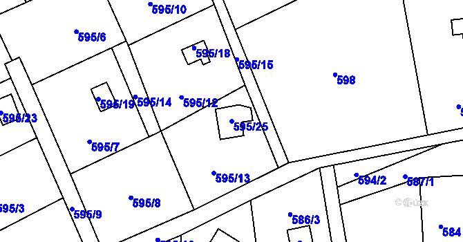Parcela st. 595/25 v KÚ Řepiště, Katastrální mapa