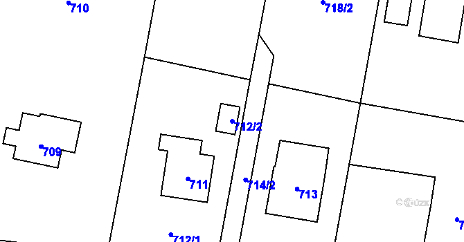 Parcela st. 712/2 v KÚ Řepiště, Katastrální mapa