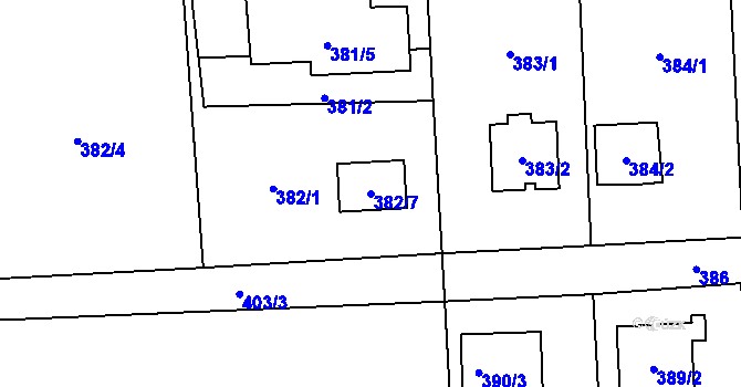 Parcela st. 382/7 v KÚ Řepiště, Katastrální mapa
