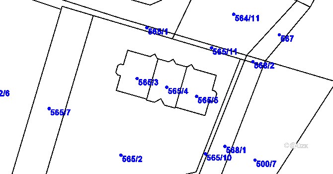 Parcela st. 565/4 v KÚ Řepiště, Katastrální mapa