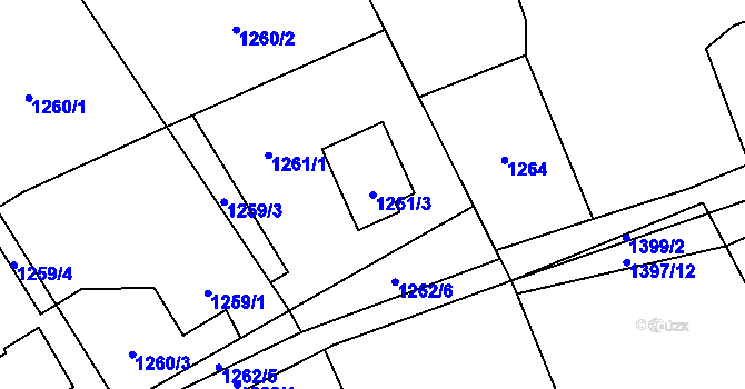Parcela st. 1261/3 v KÚ Řepiště, Katastrální mapa
