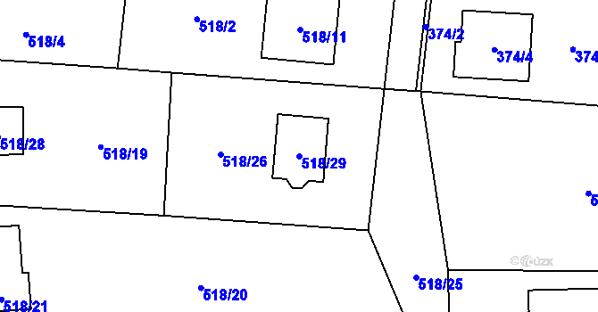 Parcela st. 518/29 v KÚ Řepiště, Katastrální mapa