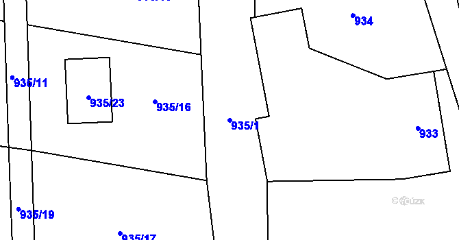 Parcela st. 935/1 v KÚ Řepiště, Katastrální mapa