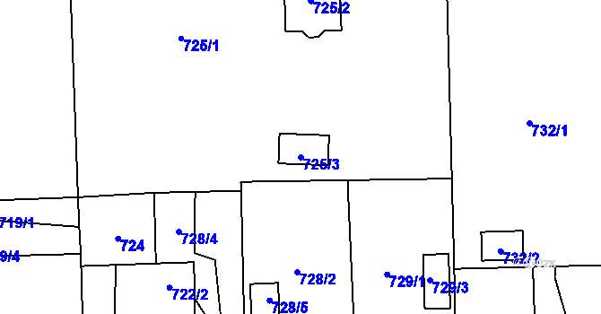 Parcela st. 725/3 v KÚ Řepiště, Katastrální mapa