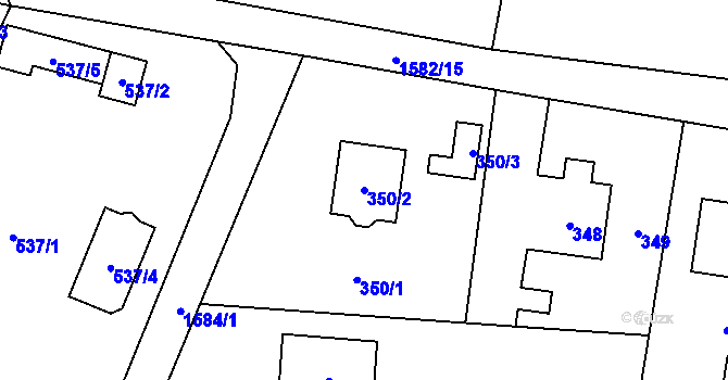 Parcela st. 350/2 v KÚ Řepiště, Katastrální mapa