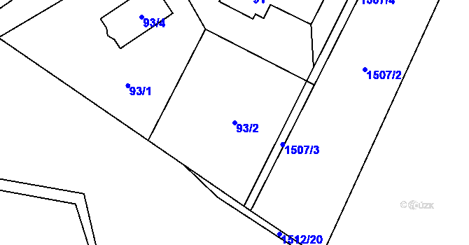 Parcela st. 93/2 v KÚ Řepiště, Katastrální mapa