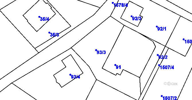 Parcela st. 93/3 v KÚ Řepiště, Katastrální mapa