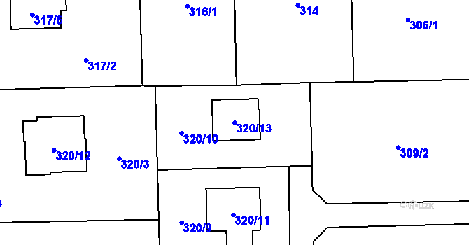 Parcela st. 320/13 v KÚ Řepiště, Katastrální mapa