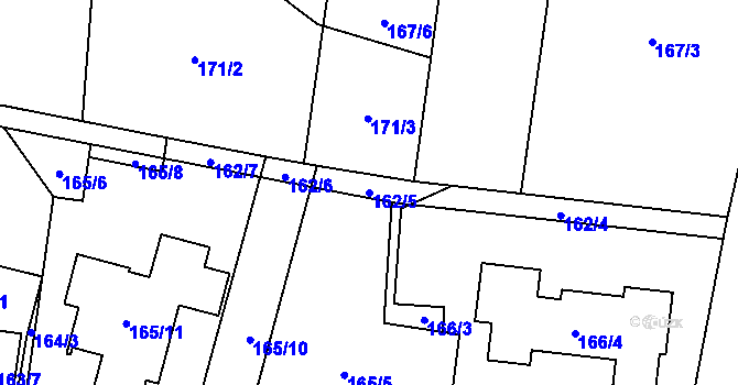 Parcela st. 162/5 v KÚ Řepiště, Katastrální mapa