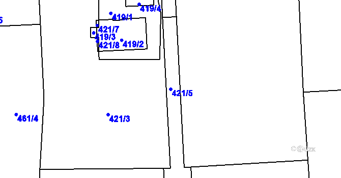 Parcela st. 421/5 v KÚ Řepiště, Katastrální mapa
