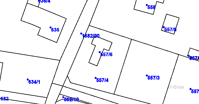 Parcela st. 557/6 v KÚ Řepiště, Katastrální mapa