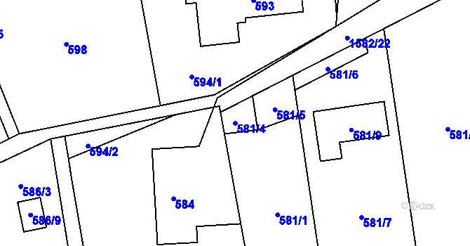 Parcela st. 581/4 v KÚ Řepiště, Katastrální mapa