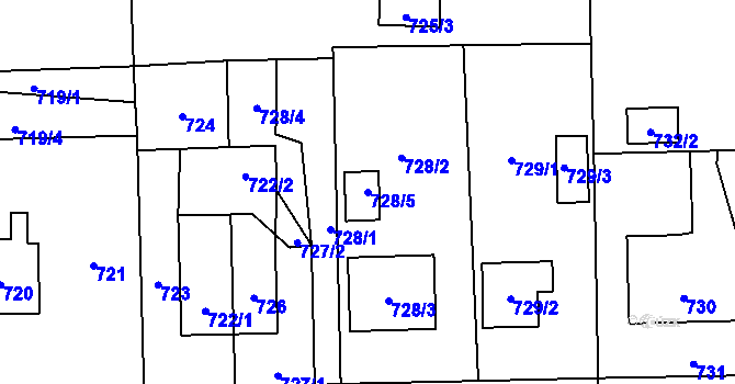 Parcela st. 728/5 v KÚ Řepiště, Katastrální mapa