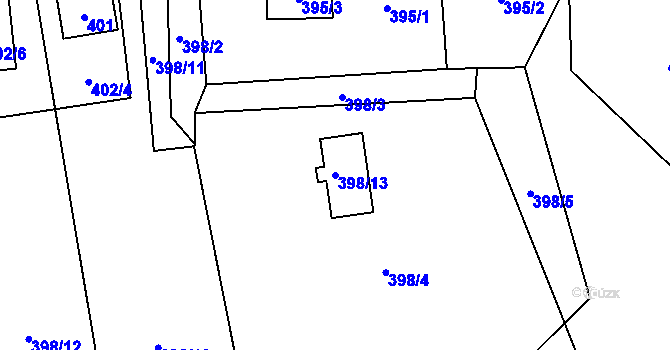 Parcela st. 398/13 v KÚ Řepiště, Katastrální mapa
