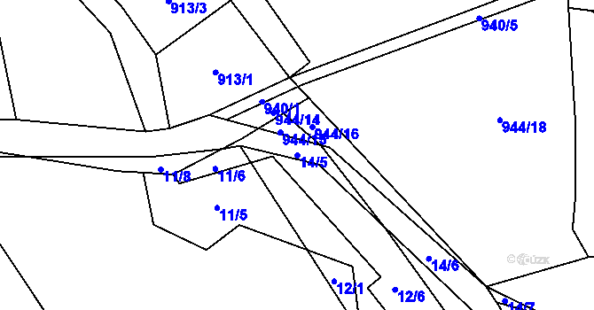Parcela st. 14/5 v KÚ Řepiště, Katastrální mapa