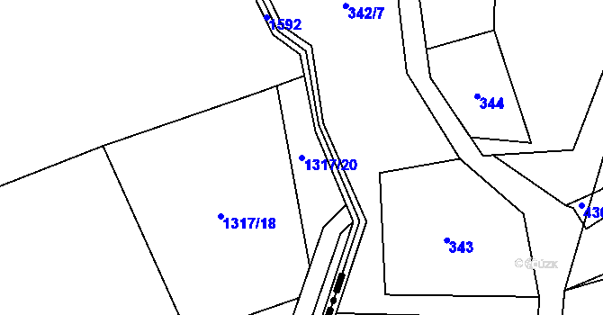Parcela st. 1317/20 v KÚ Řepiště, Katastrální mapa