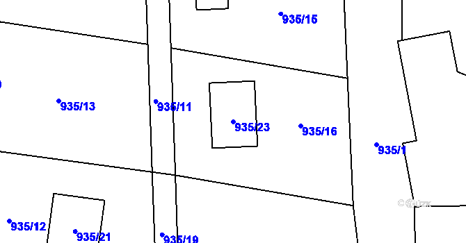 Parcela st. 935/23 v KÚ Řepiště, Katastrální mapa