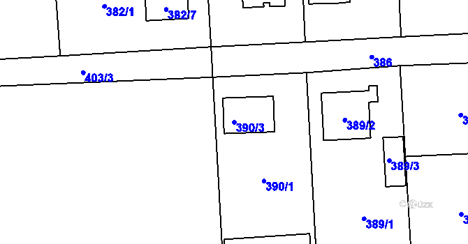 Parcela st. 390/3 v KÚ Řepiště, Katastrální mapa