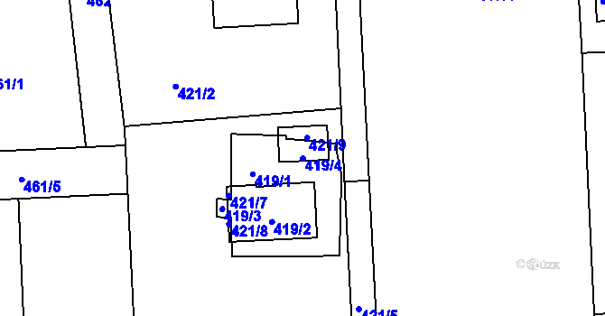 Parcela st. 419/4 v KÚ Řepiště, Katastrální mapa