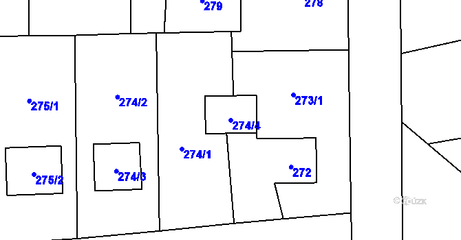 Parcela st. 274/4 v KÚ Řepiště, Katastrální mapa