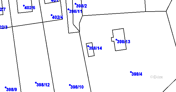 Parcela st. 398/14 v KÚ Řepiště, Katastrální mapa
