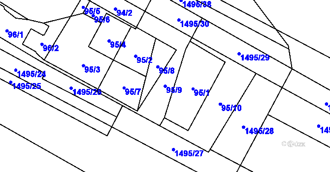 Parcela st. 95/9 v KÚ Řepiště, Katastrální mapa