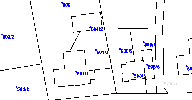 Parcela st. 501/3 v KÚ Řepiště, Katastrální mapa