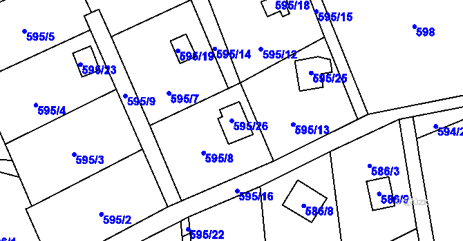 Parcela st. 595/26 v KÚ Řepiště, Katastrální mapa
