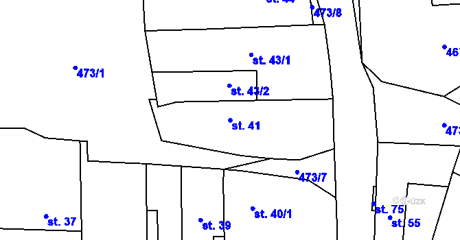 Parcela st. 41 v KÚ Popovec u Řepníků, Katastrální mapa
