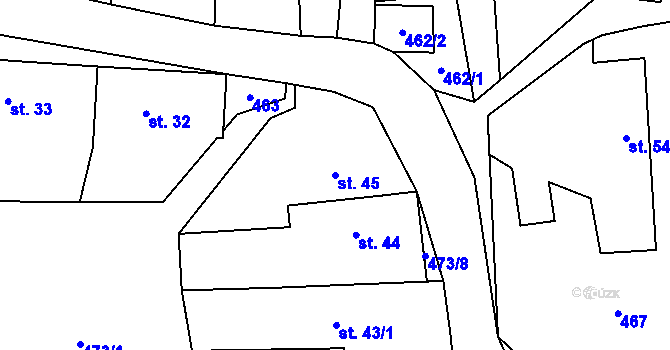 Parcela st. 45 v KÚ Popovec u Řepníků, Katastrální mapa