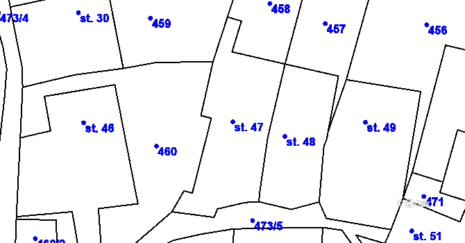 Parcela st. 47 v KÚ Popovec u Řepníků, Katastrální mapa