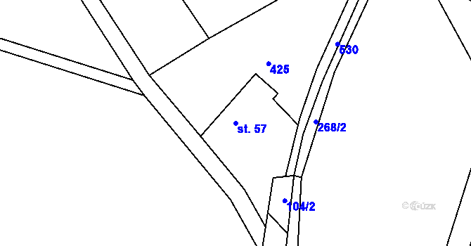 Parcela st. 57 v KÚ Popovec u Řepníků, Katastrální mapa