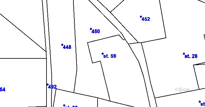 Parcela st. 59 v KÚ Popovec u Řepníků, Katastrální mapa