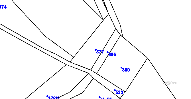 Parcela st. 377 v KÚ Popovec u Řepníků, Katastrální mapa