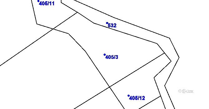 Parcela st. 405/3 v KÚ Popovec u Řepníků, Katastrální mapa