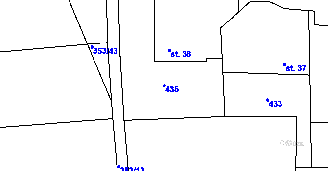 Parcela st. 435 v KÚ Popovec u Řepníků, Katastrální mapa