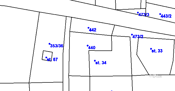 Parcela st. 440 v KÚ Popovec u Řepníků, Katastrální mapa
