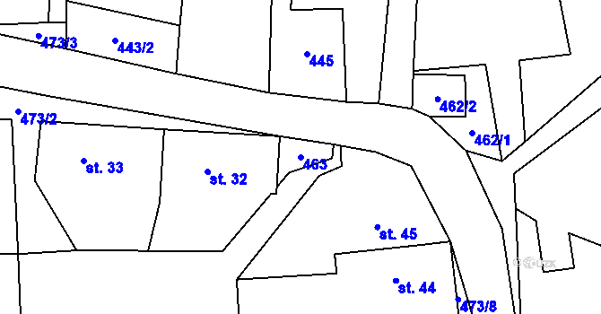 Parcela st. 463 v KÚ Popovec u Řepníků, Katastrální mapa